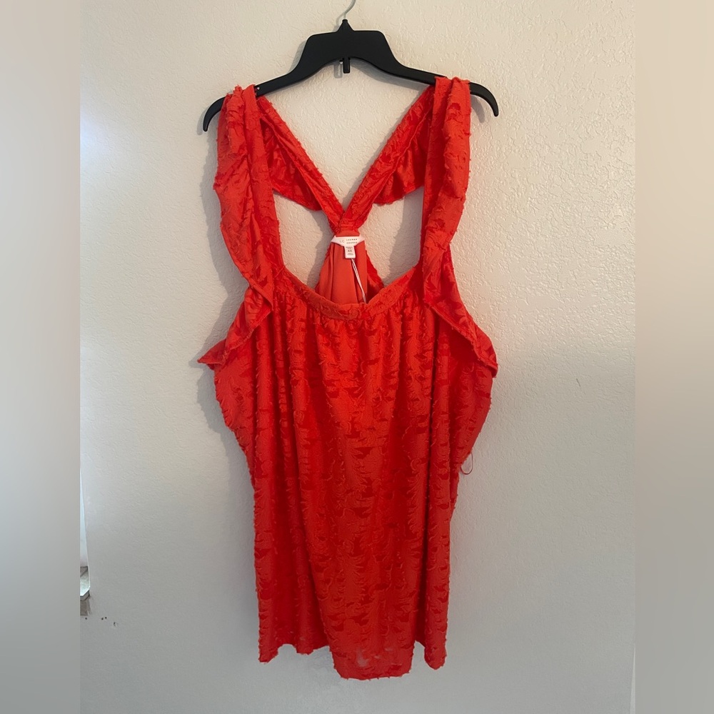 LC Lauren Conrad Bright Red Textured Racerback Tank Top